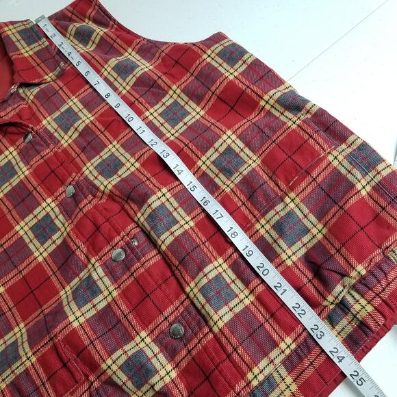 Liz Claiborne Reversible Snap Front Red Tan Corduroy Vest Excellent Size L - Picture 6 of 8